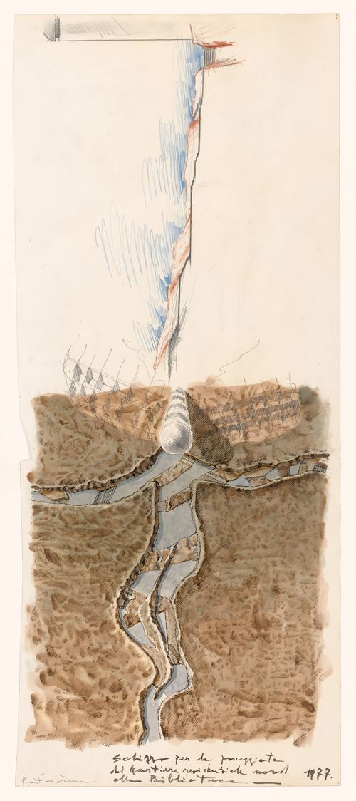 Drawing for Pahlavi National Library Competition, Tehran, Iran