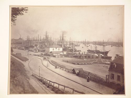 Steamship dock on the Elbe river, Hamburg, Germany