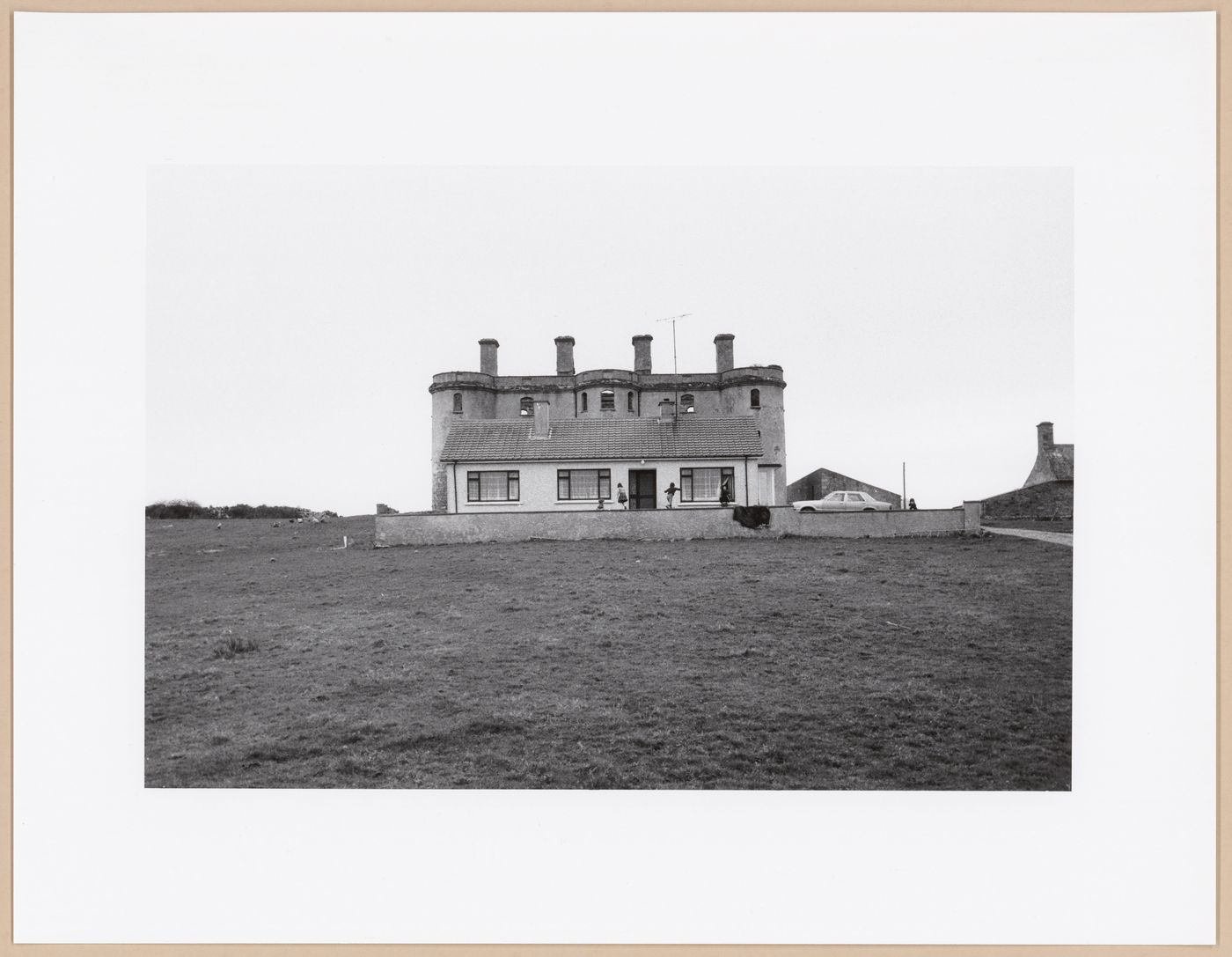 Modern house in front of castle [?], Ballyshannon, County Donegal, Ireland