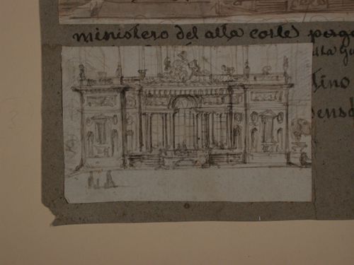 Design for an ornamental building with a high arched window