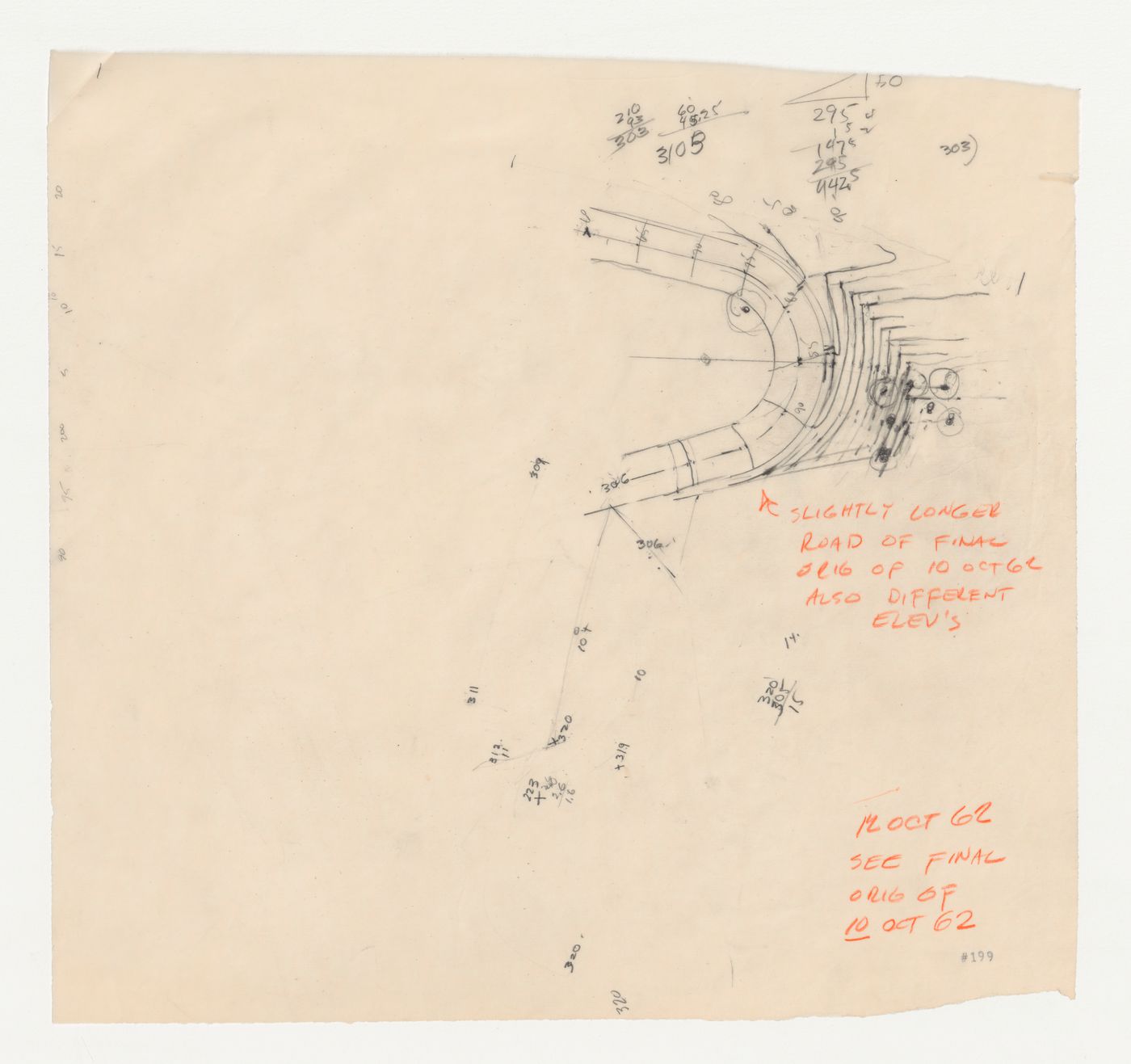 Swedenborg Memorial Chapel, El Cerrito, California: Plan for the access road, showing the grading above the final bend