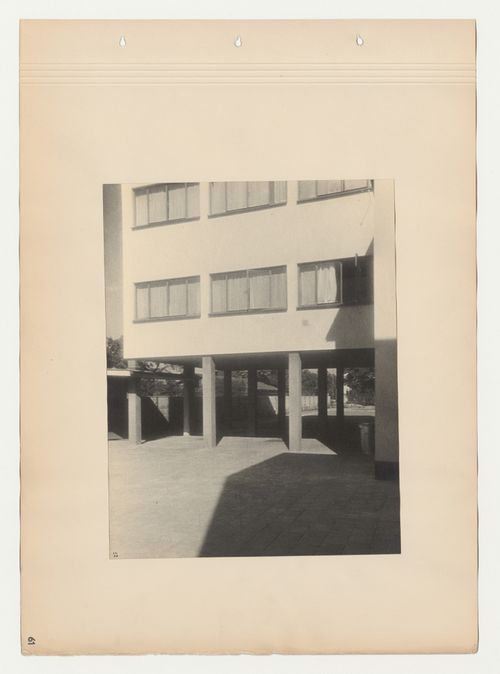 View of the west façade of the employees' building showing supporting piers, Budge Foundation Old People's Home, Frankfurt am Main, Germany