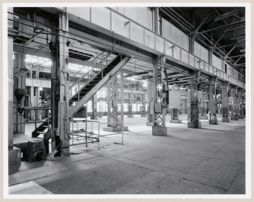 Interior view of the stairs to the second storey observation corridor of the Canadian Switch & Spring Company Building, Montréal, Québec