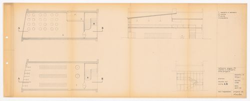Plans, elevation and section for Refeitório da Refinaria Angola, Matosinhos, Portugal