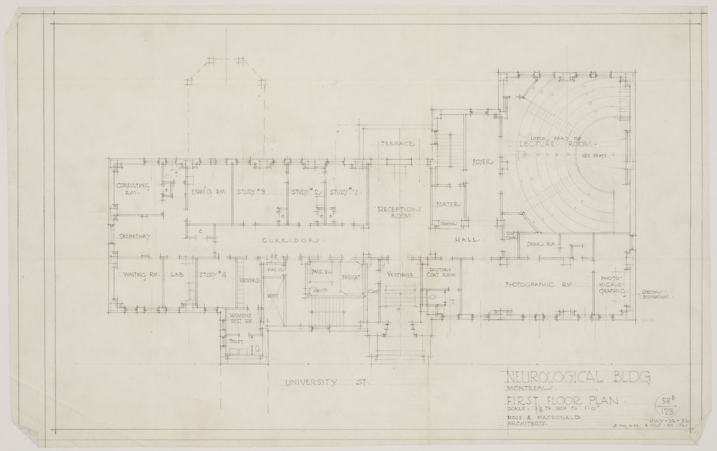 Montréal Neurological Institute, Montréal, Québec: first floor plan