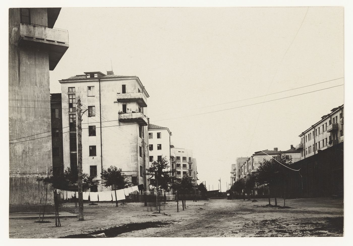 View of a street in the Dangauerovka complex showing housing, Moscow