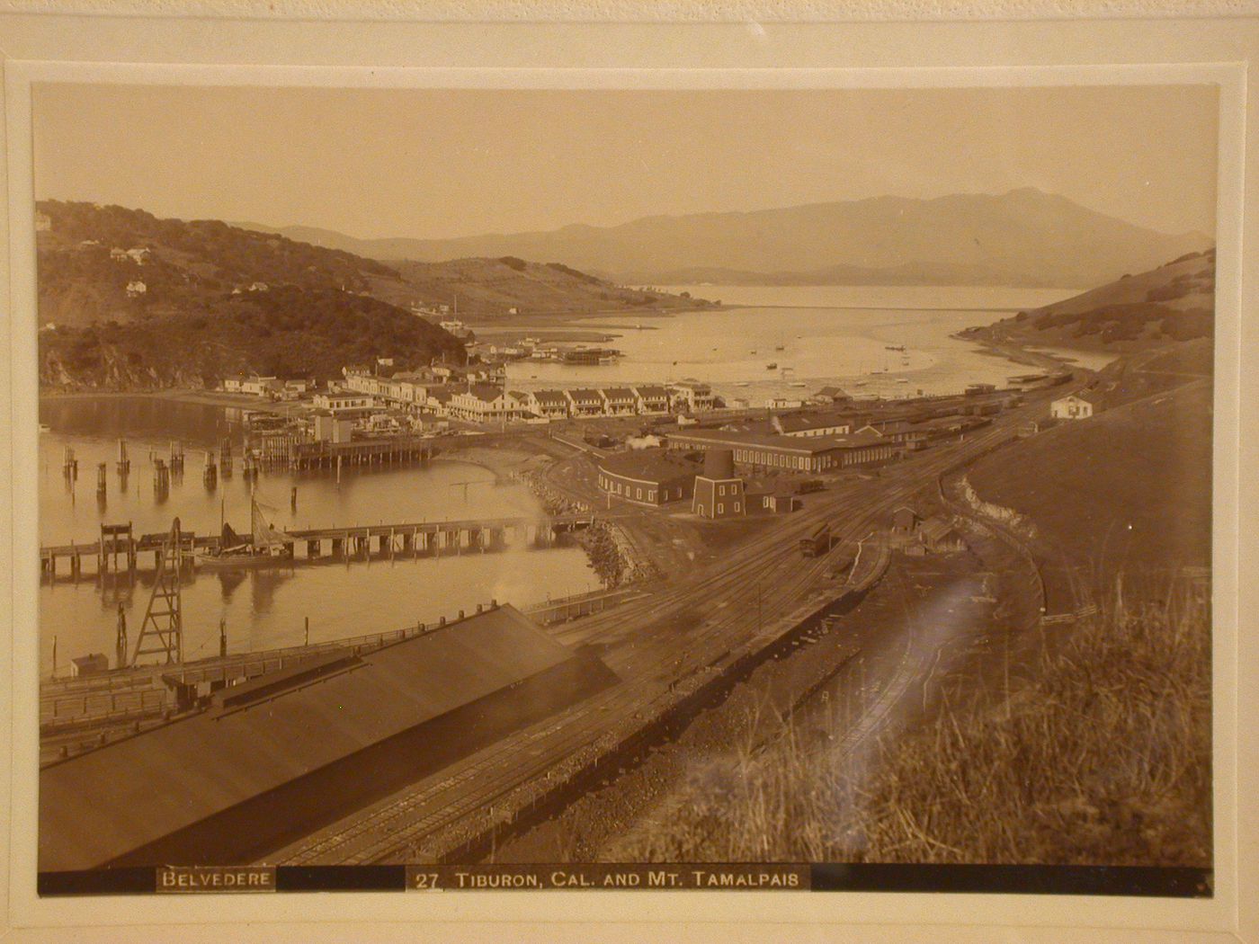 Small town on the bays and railroad station, Tiburon and Mount Tamalpais, California