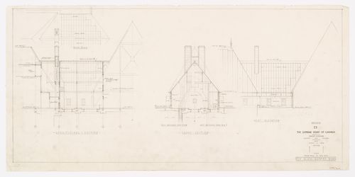 Élévation et coupes du toit vitré, Cour suprême du Canada, Ottawa, Ontario, Canada (1937-1953, 1977)