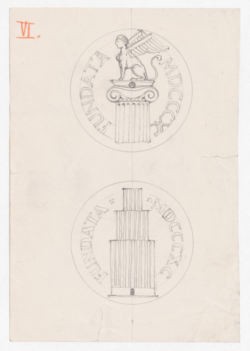 Esquisses pour le sceau de l'Association des architectes de la province de Québec