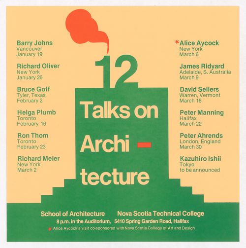 Poster for Technical University of Nova Scotia School of Architecture lecture series