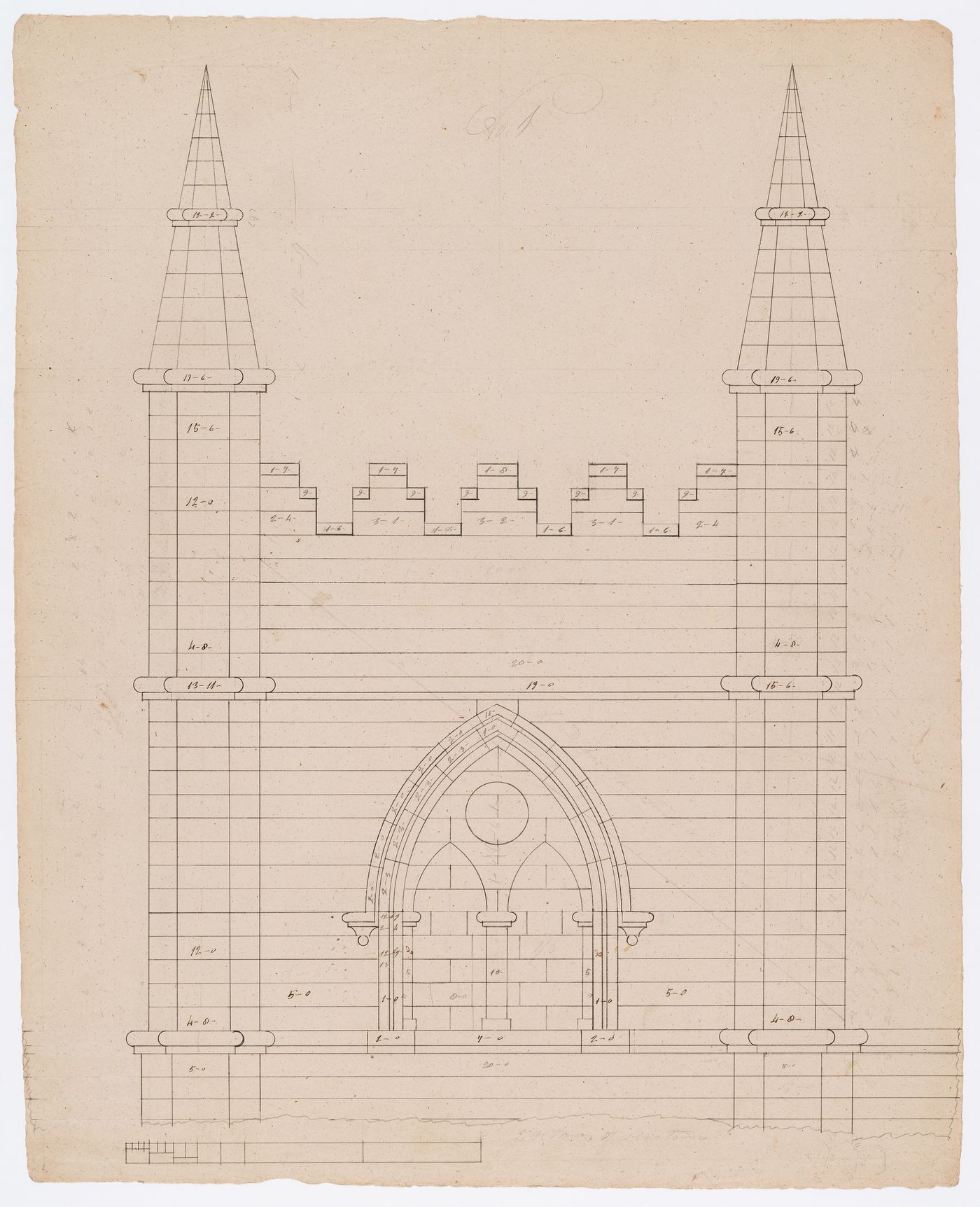 Elevation for a tower for Notre-Dame de Montréal