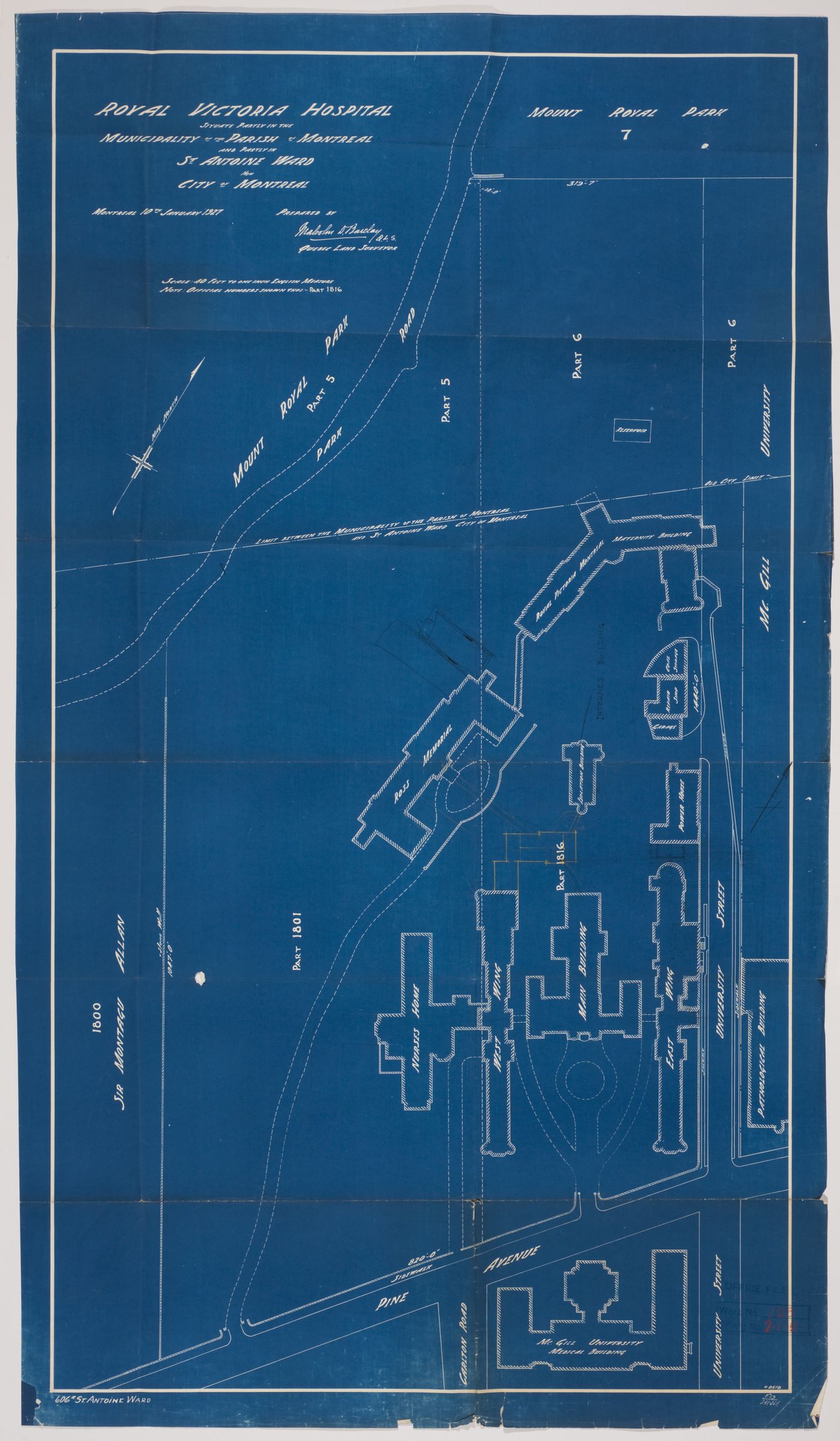 Royal Victoria Hospital, Montréal, Québec: cadastral plan