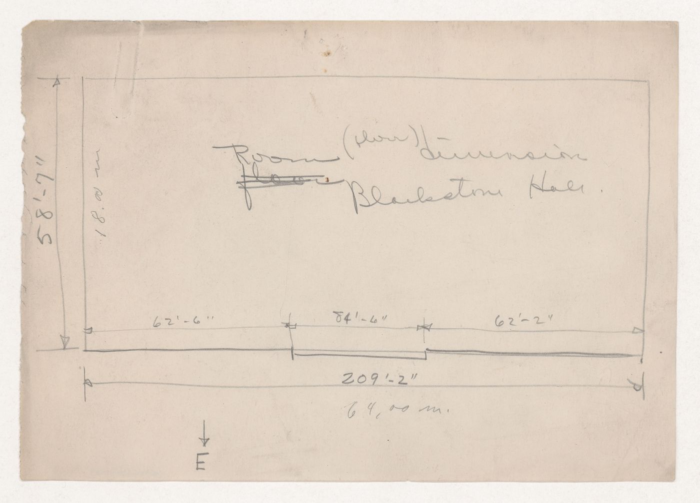 Sketch plan for a room dimension for a campus building for Illinois Institute of Technology