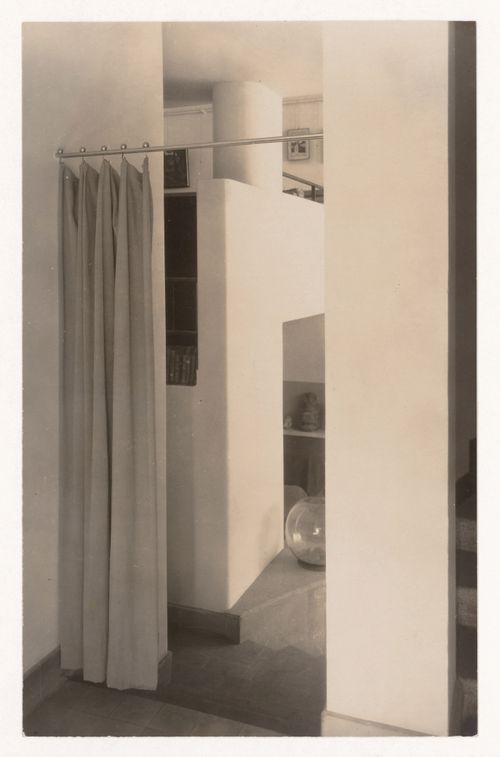 Interior view showing the entry of Jan and Joel Martel's home and studio, Mallet-Stevens road in the 16th arrondissement, Paris, France