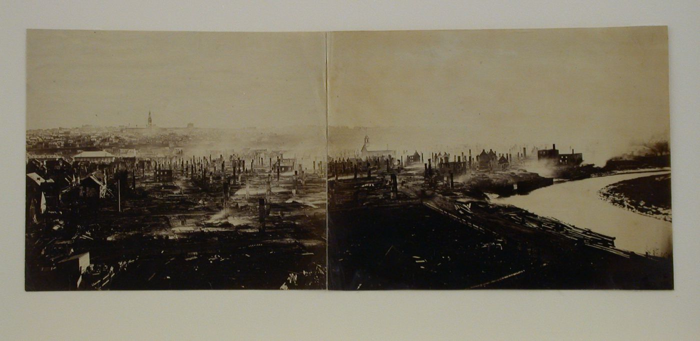 Panoramic view of ruins after the fire, Québec, Québec