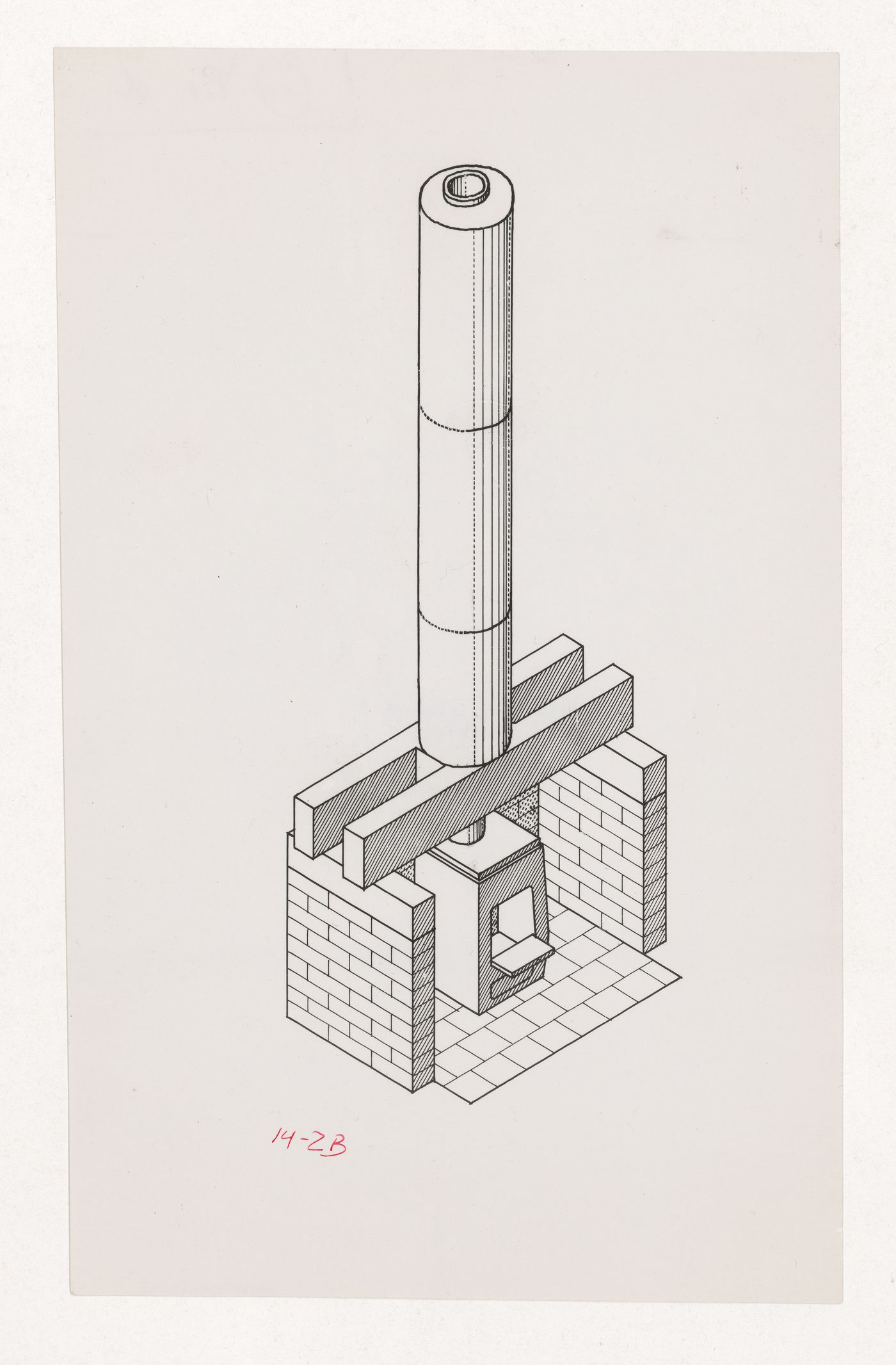 Photograph of a drawing for the fireplace for House near Cowes, Isle of Wight, England