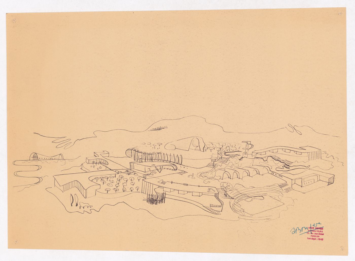 Bird's-eye perspective for Village Polychrome, near Biot, France