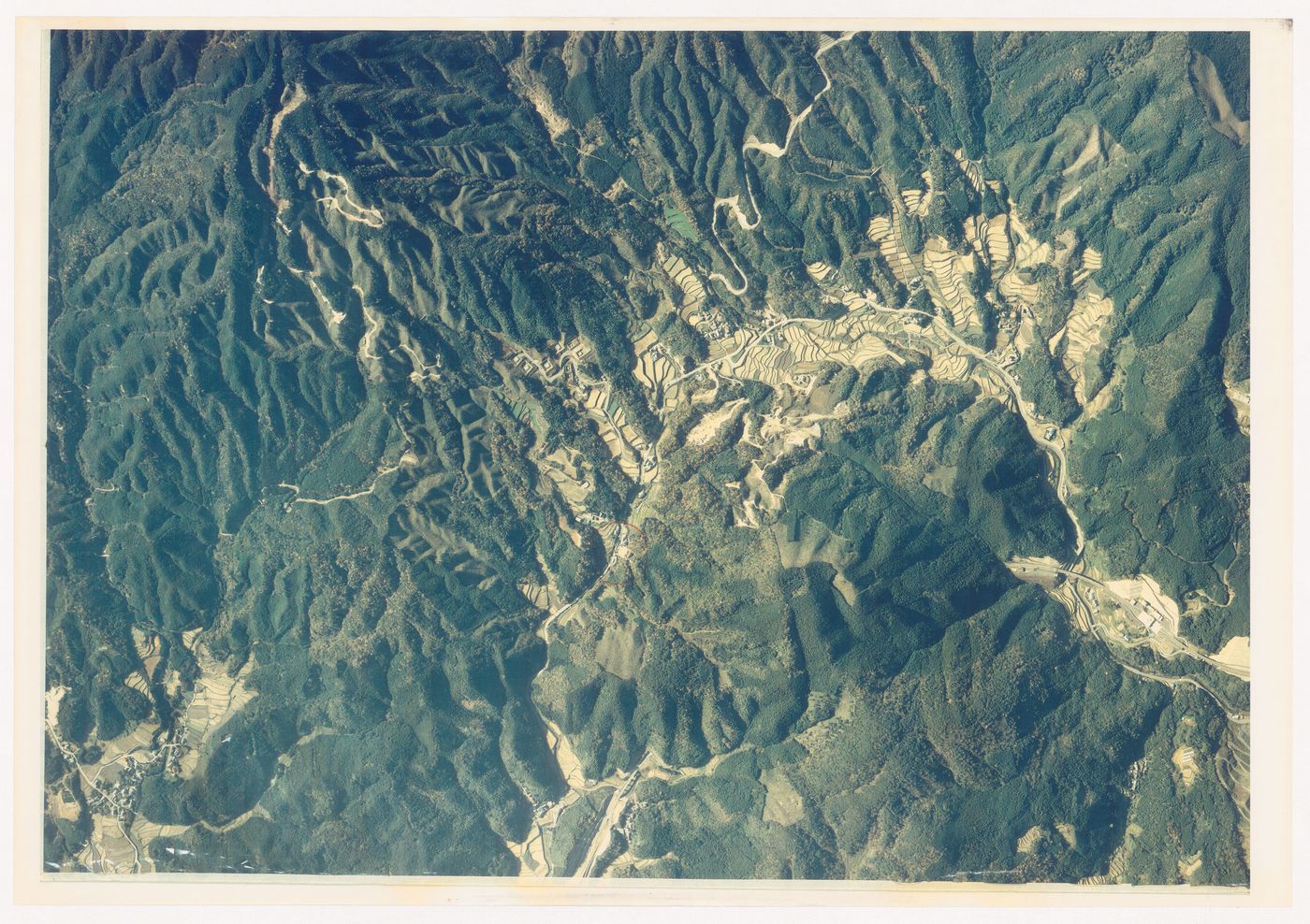 Aerial view of site for Naiju Community Center and Nursery School, Fukuoka Prefecture, Japan