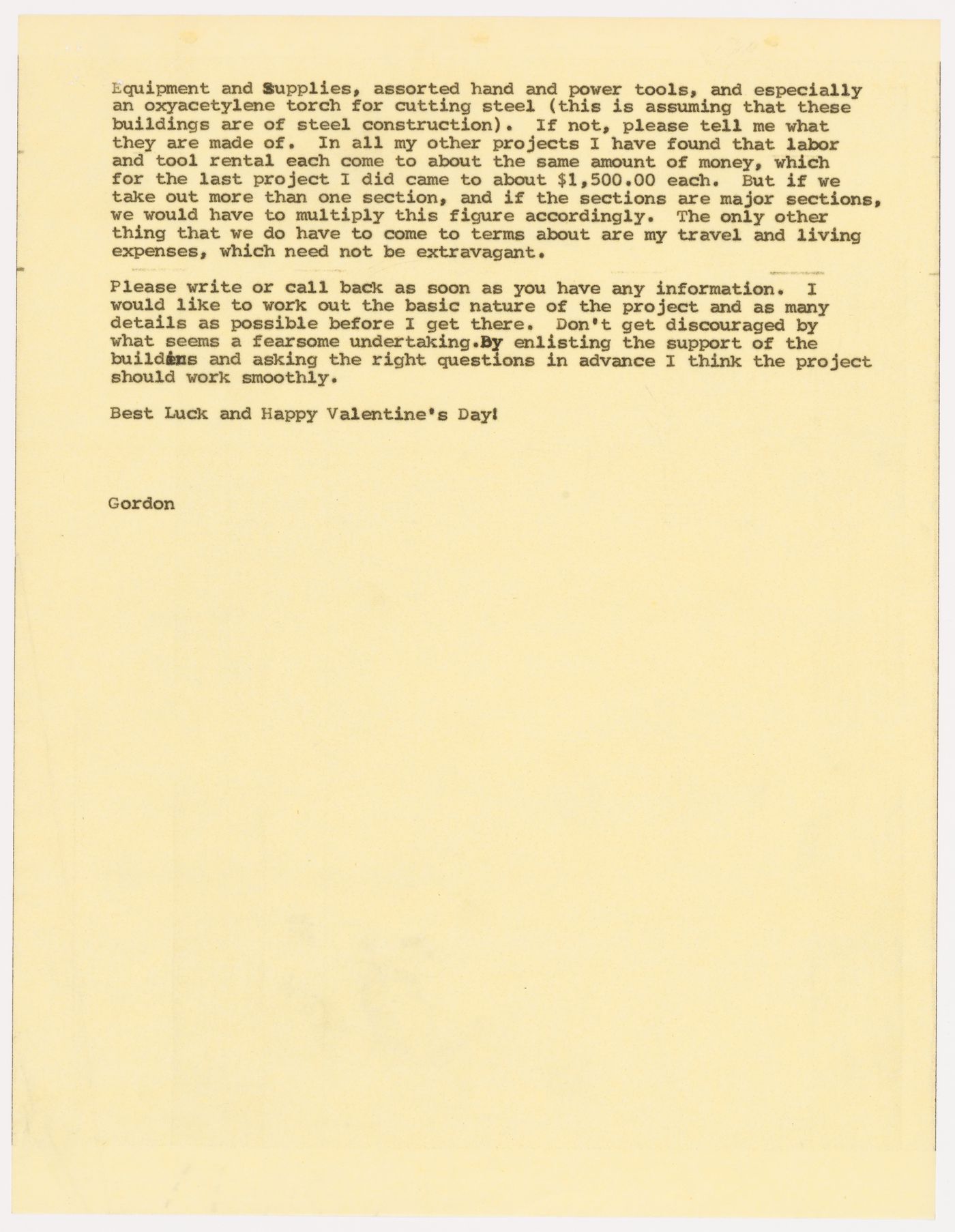 Letter from Gordon Matta-Clark to  Alfred, Ulrike and Monika Schmela