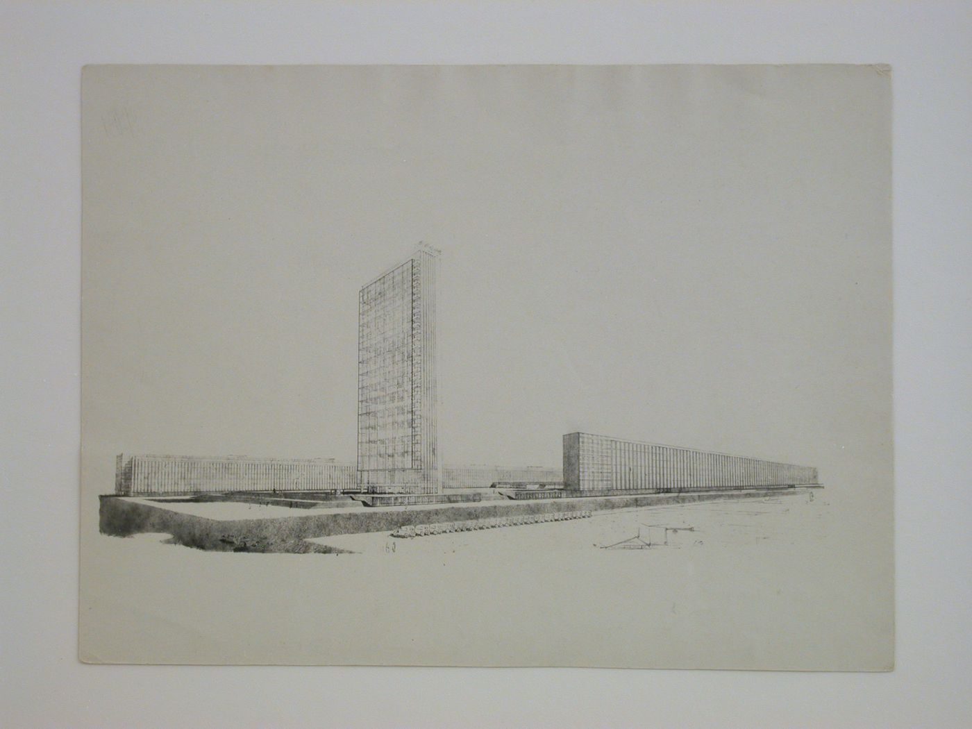 Photograph of a perspective drawing for the Building of Industry, Sverdlovsk, Soviet Union (now Ekaterinburg, Russia)
