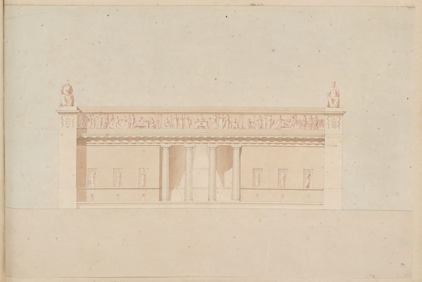 Project for the redevelopment of the École de médecine and surrounding area, Paris: Elevation for a variant design for a fountain for the Clinique de l'École de médecine