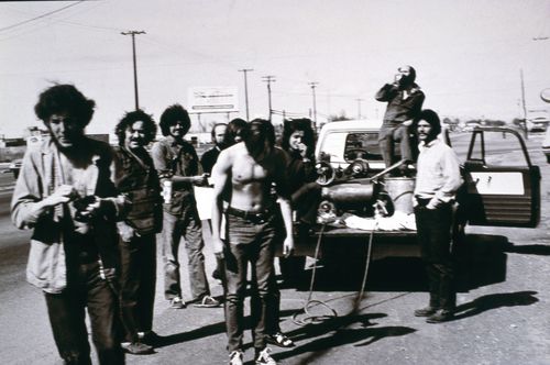 Slide of students and truck for Red Line