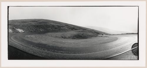 Panoramic view of a section of the Rocky Mountain Highway showing a bend in the road, Colorado, United States