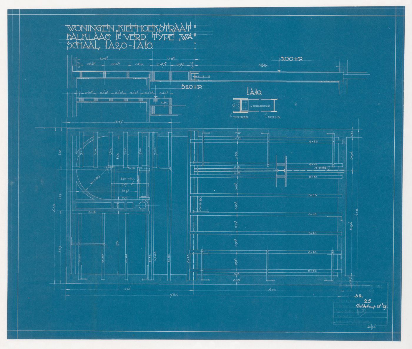 Framing plan for a type WA housing unit for Kiefhoek Housing Estate, Rotterdam, Netherlands