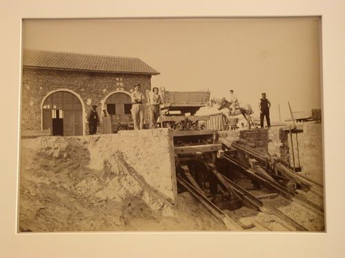 View of Sacré-Coeur construction site, with little railway, Paris, France
