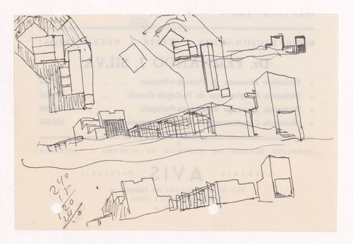 Sketch perspectives and floor plans for Capela em Rio Tinto, Gondomar, Portugal