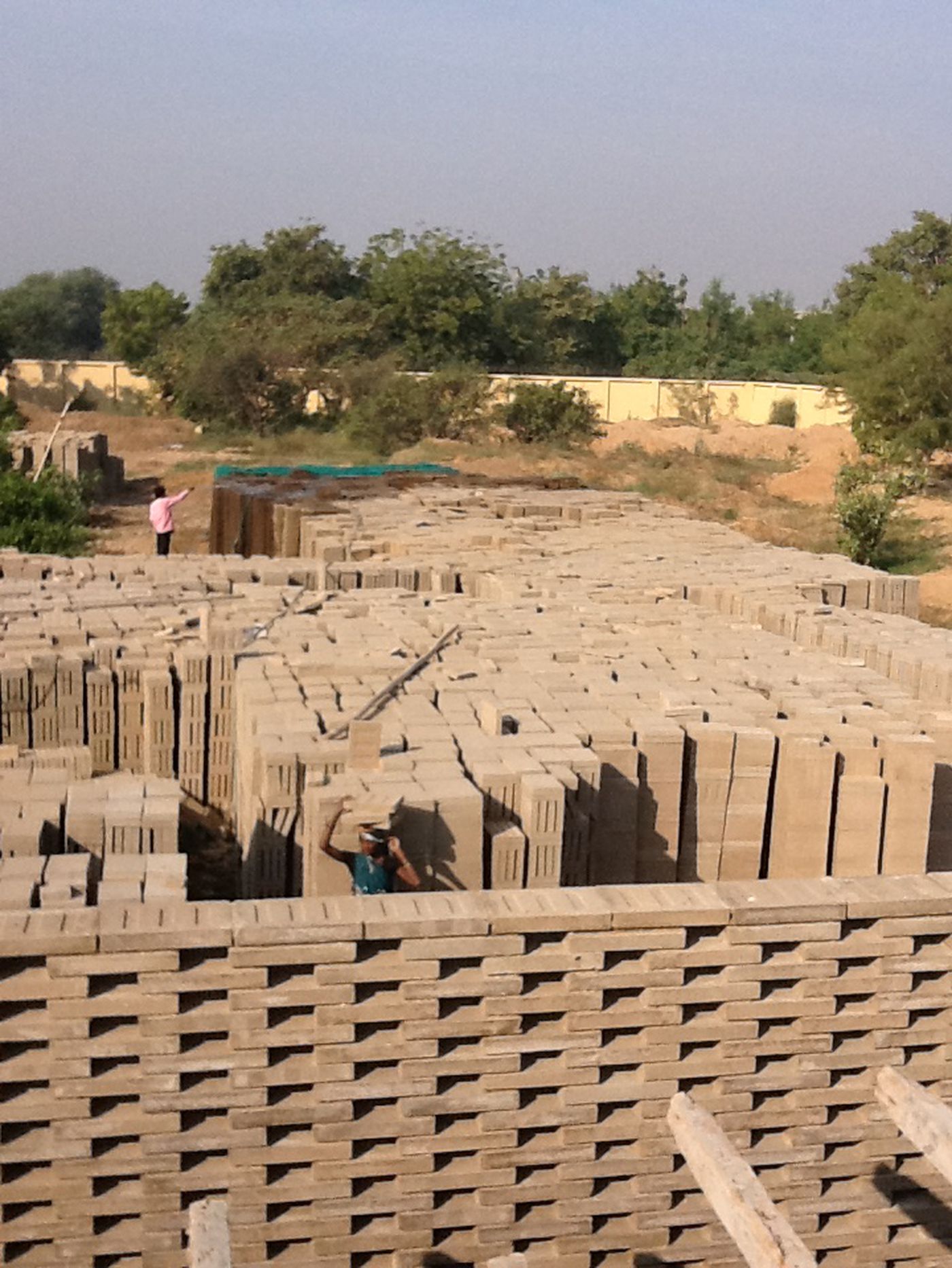 House in Ahmedabad : storage of pressed-earth bricks on-site