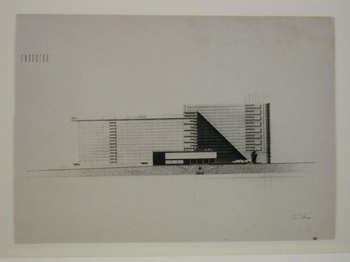 Photograph of an elevation for the principal façade of a hotel on the Sofiiskaia Embankment, Moscow