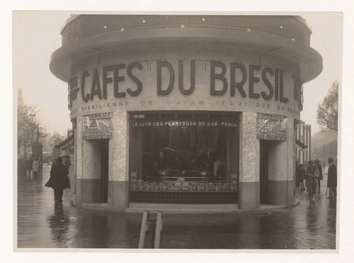 View of entrace to Cafés du Brésil coffee shop on boulevard Haussmann, 9th arrondissement, Paris, France