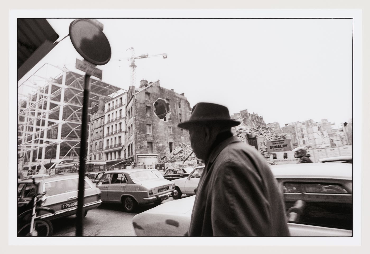 View of Gordon Matta-Clark's Conical Intersect, rue Beaubourg, Paris, France