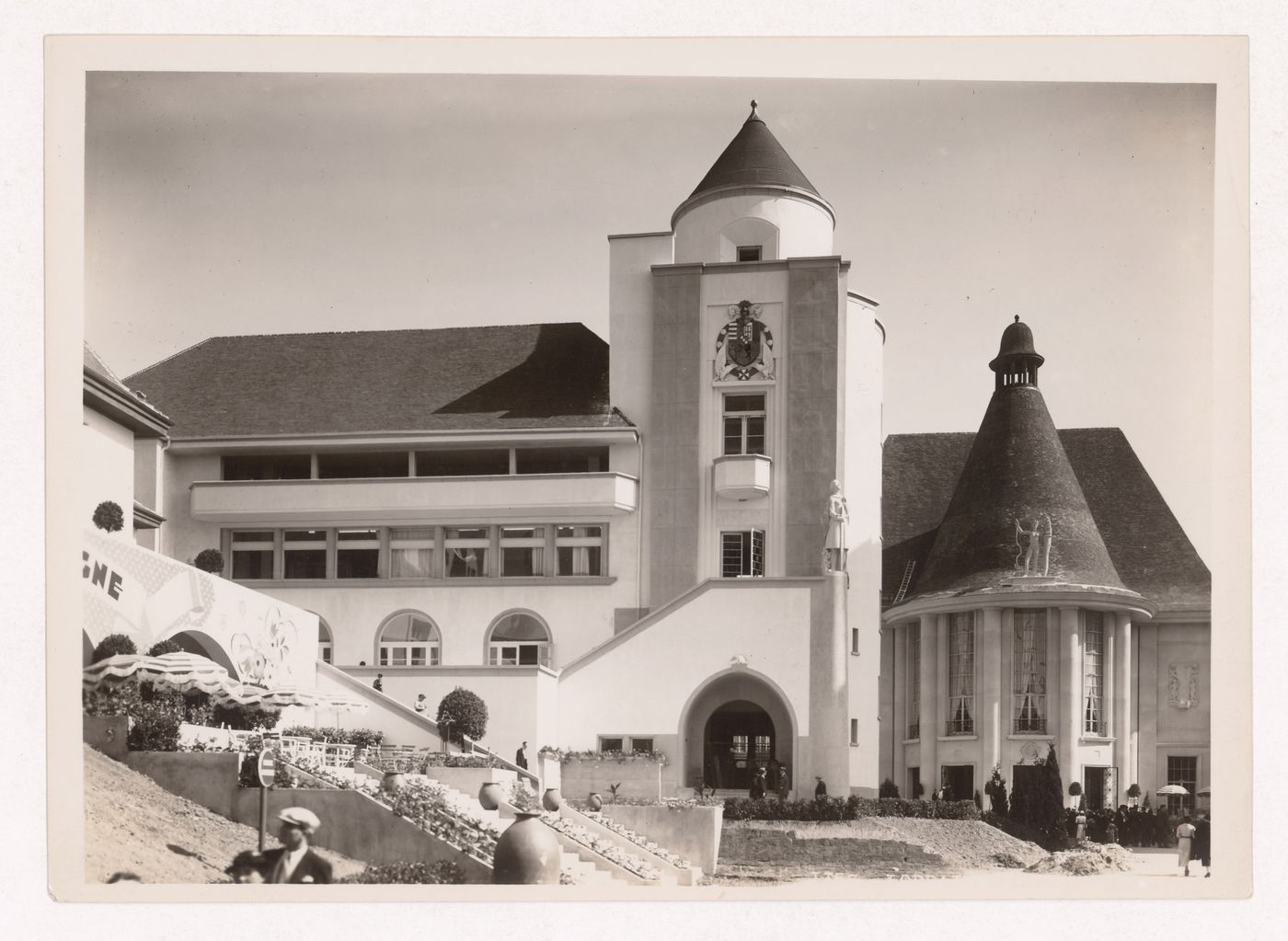 View of Lorraine's and the Ile de France's pavilions, 1937 Exposition internationale, Paris, France
