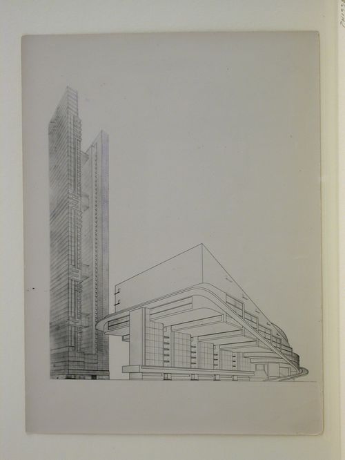 Photograph of a perspective drawing for a Building of Congresses, Moscow [?]