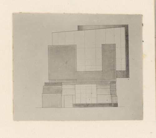 Photograph of a student drawing on the topic "Exercise on Finding Mass and Weight. Exhibition Pavilion" for the "Space" course at the Vkhutein (Moscow Higher Technical Institute), Moscow