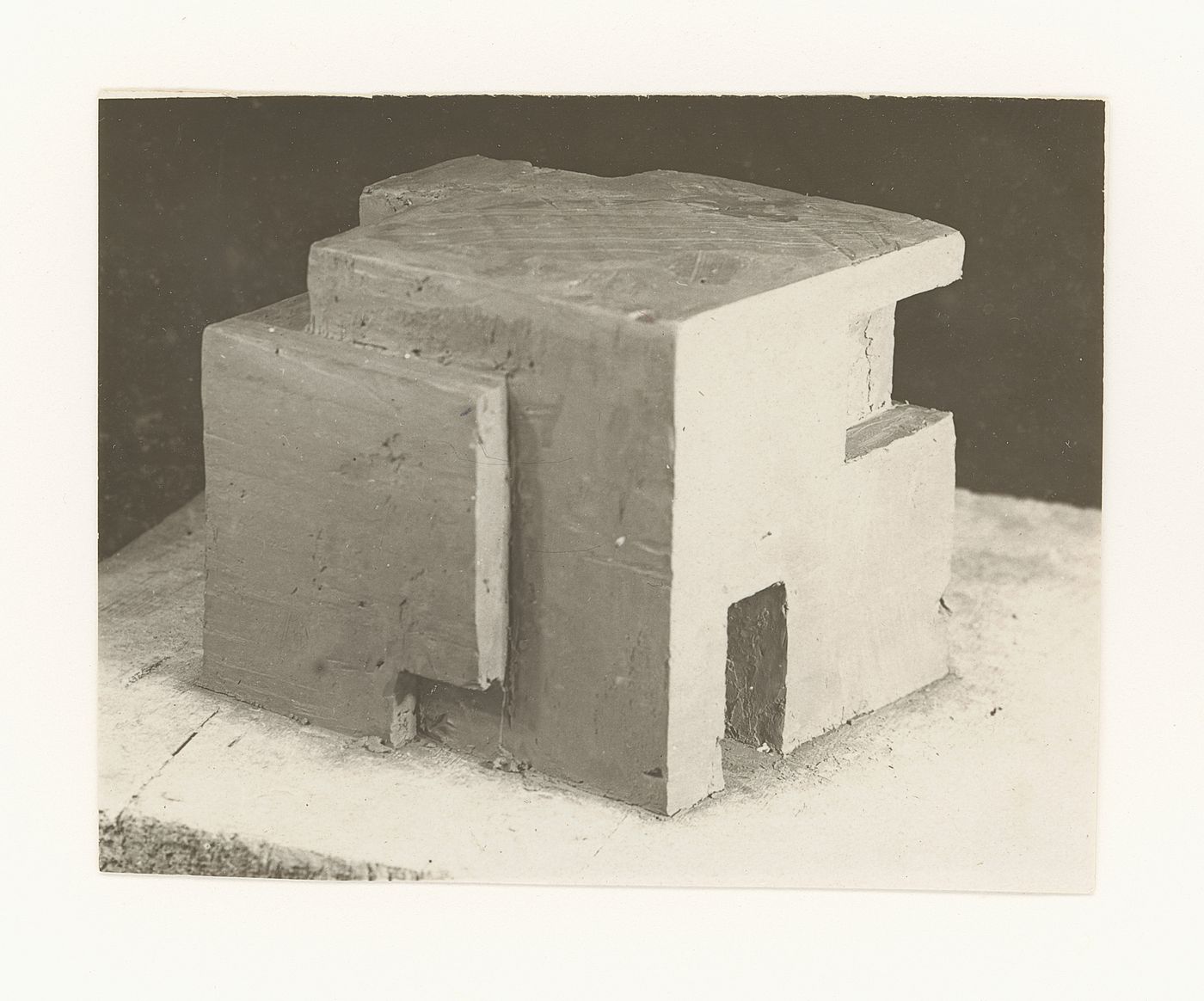 Photograph of a student model on the topic "Finding the Expressiveness of Form of the Simplest Geometrical Configuration: Parallelepiped" for the "Space" course at the Vkhutemas (Higher State Artistic Technical Studios), Moscow