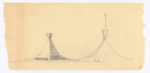 Sketched elevations, North Christian Church, Columbus, Indiana