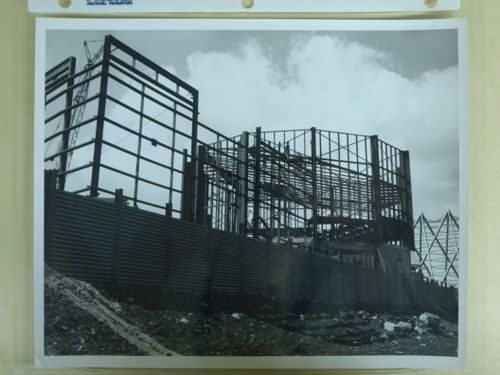 View of the Canadian Pacific-Cominco Pavilion at its construction stage, Expo 67, Montréal, Québec