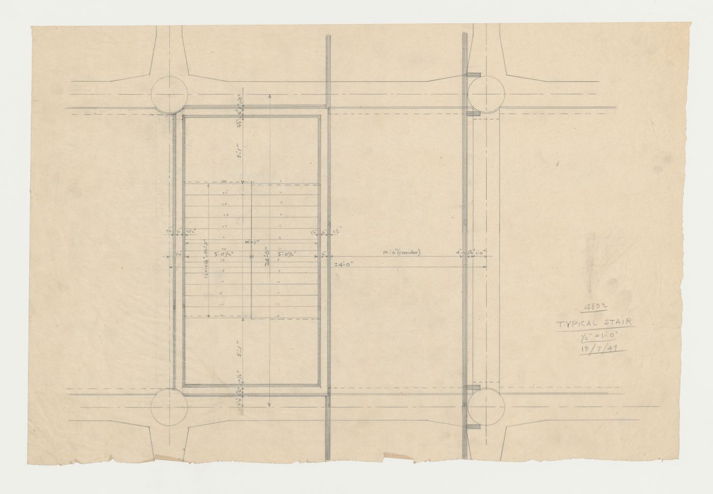 Plan d'un escalier typique, Imprimerie Nationale du Canada, Hull, Québec, Canada