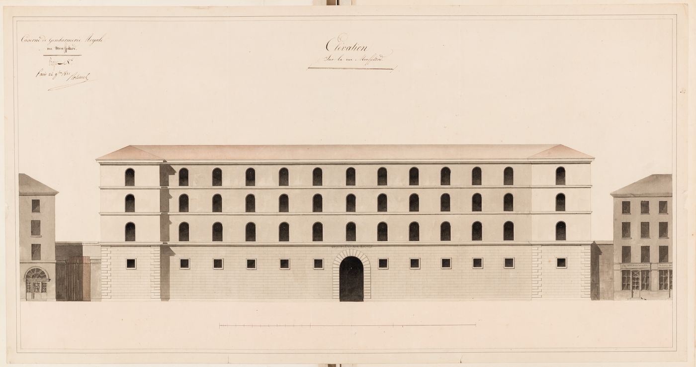 Project for the caserne de la Gendarmerie royale, rue Mouffetard: Principal elevation