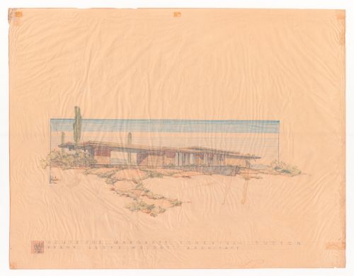 Presentation drawing in two-point perspective for Margaret Schevill House, Tucson, Arizona