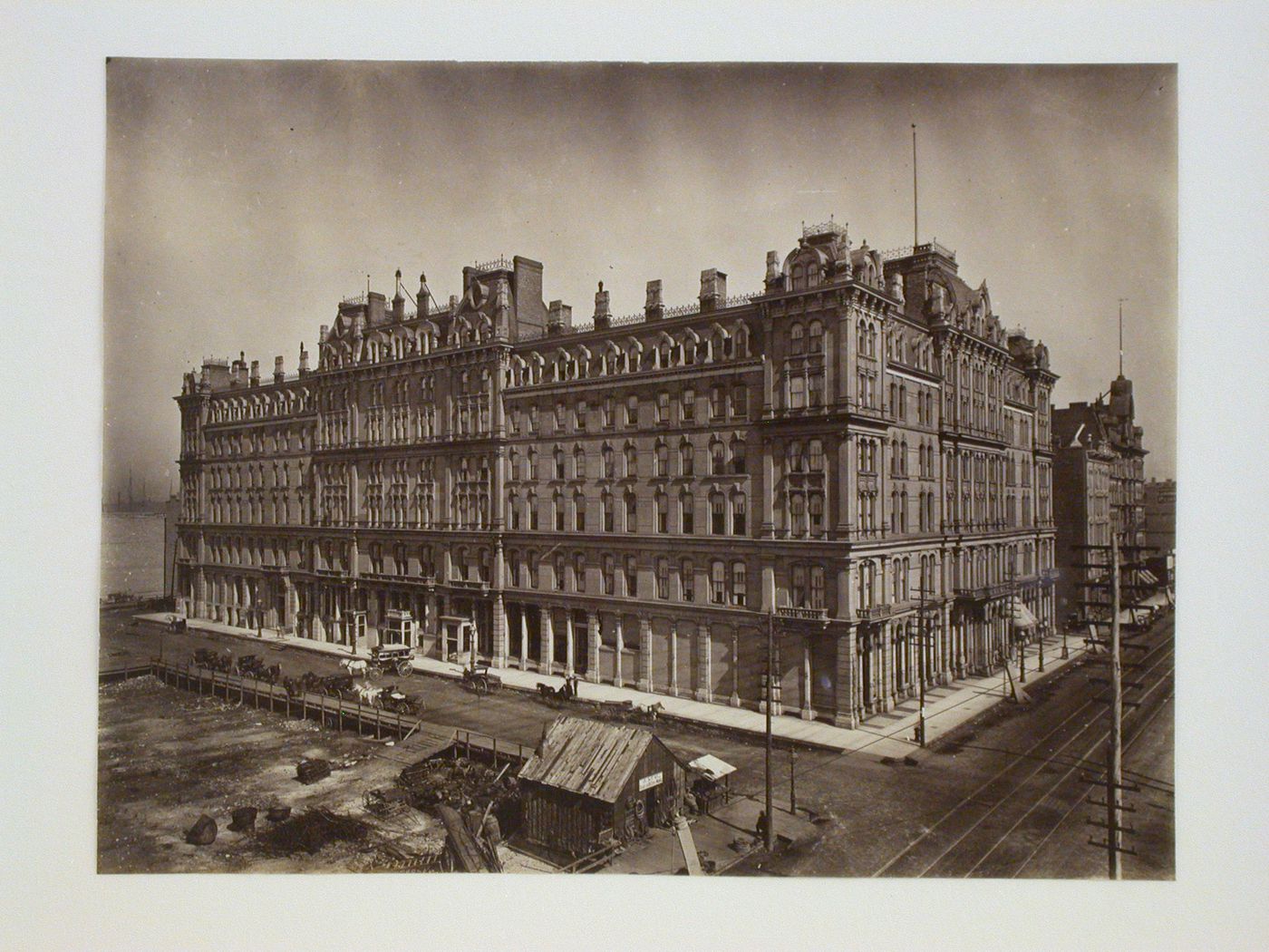 Street view and Grand Pacific Buidling, Chicago, Illinois