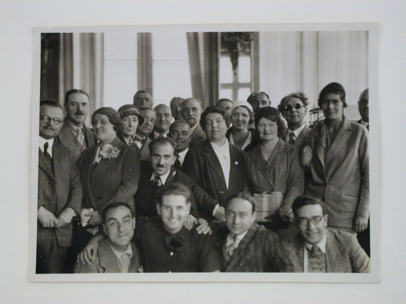 Group portrait of study tour members in the Building Museum, Leningrad (now Saint Petersburg)