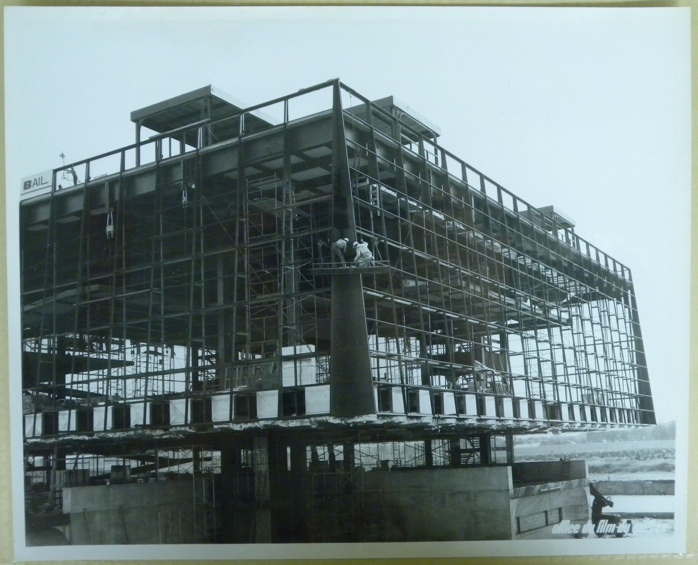 View of the Province of Quebec Pavilion at its construction stage, Expo 67, Montréal, Québec