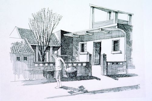 Illustration of rural activities used for "Village Upgrading" training package based on research paper "Housing a Billion: Volume 2: Village Upgrading: Jianlu, China"