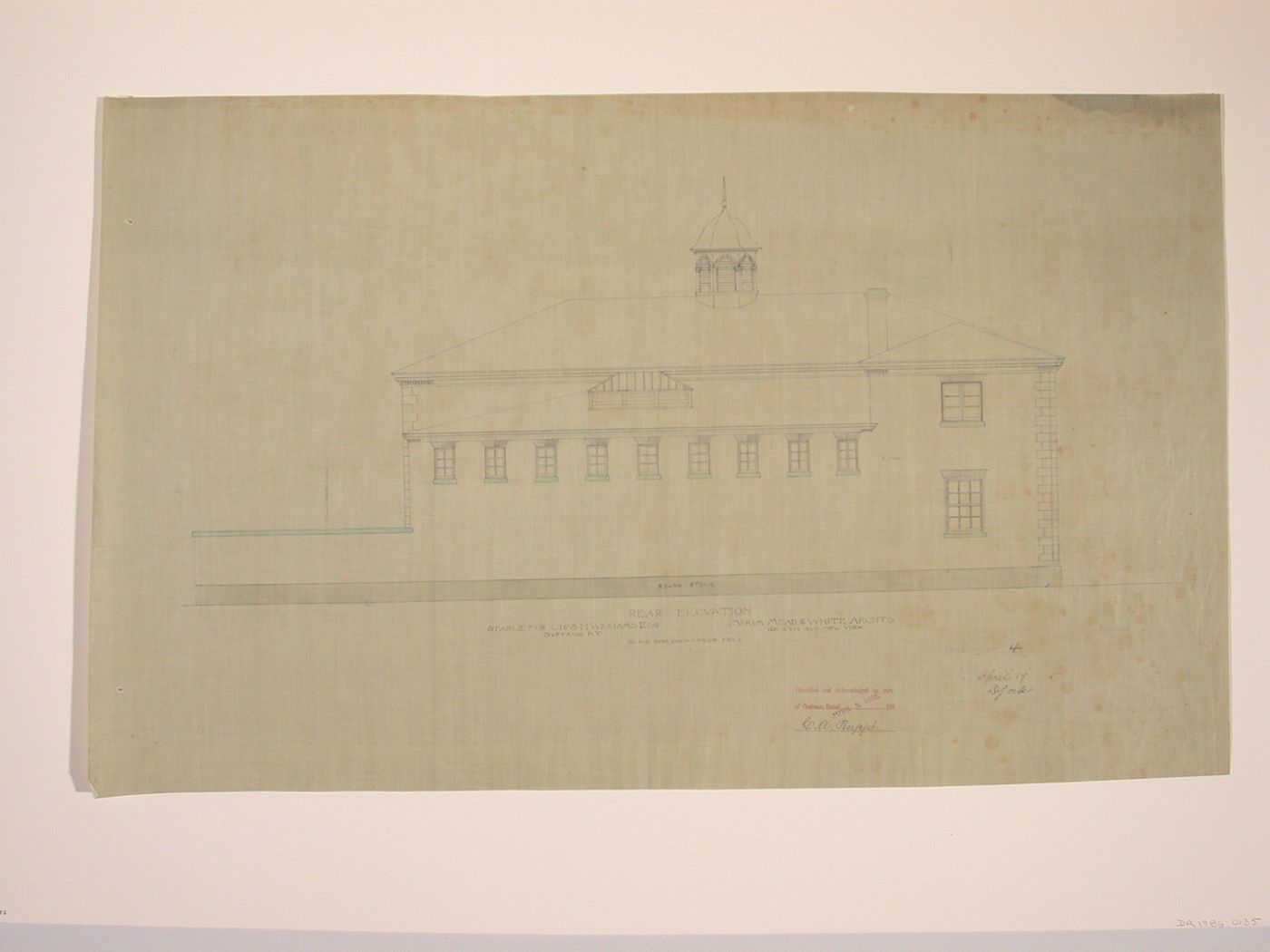Transverse section of the stable for Charles H. Williams at 690 Delaware Avenue, Buffalo, New York