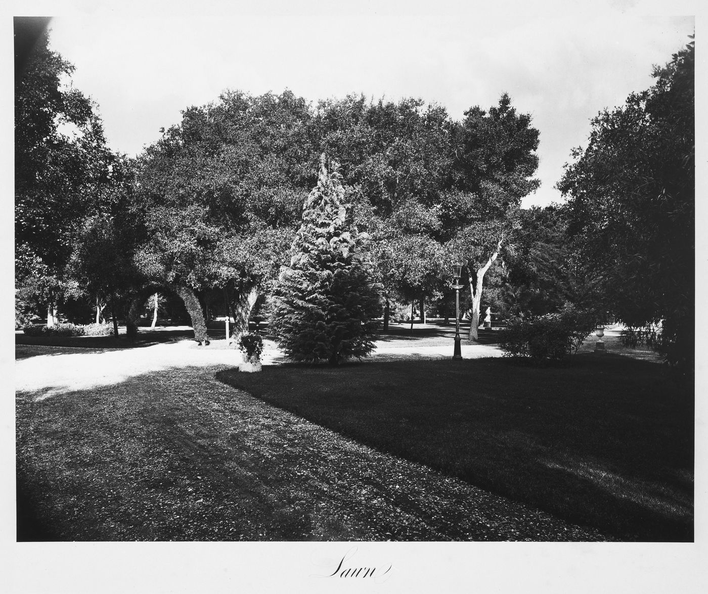 View of the estate grounds, Thurlow Lodge, Menlo Park, California