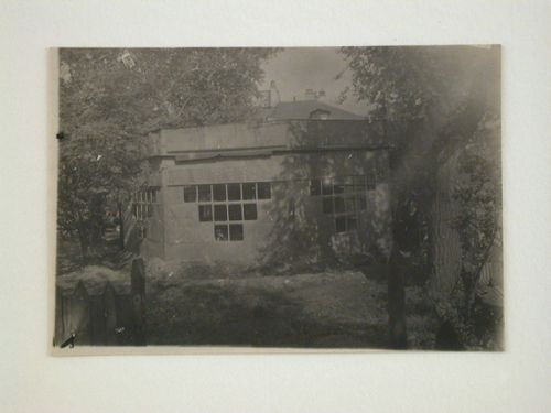 Exterior view of the temporary summer pavilion in the garden of construction management V.S.F.K., Tashkent, Soviet Union (now in Uzbekistan)